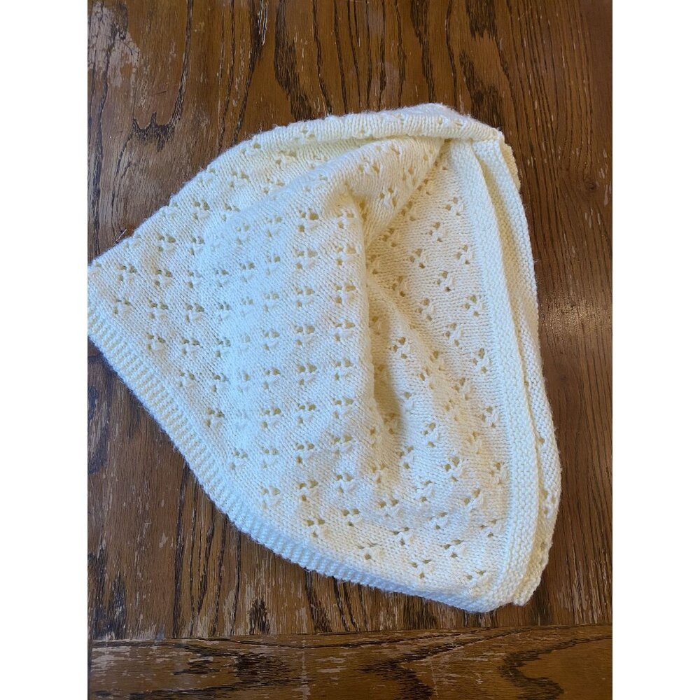 Handmade Cream Knit Baby Blanket 34"x42'